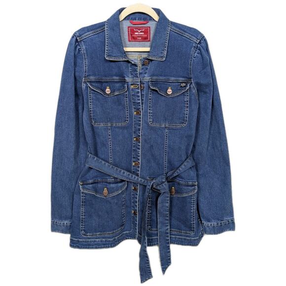 KIMES RANCH Becca Denim Jacket Stretch Antique Wash Belted Women's Large - Picture 2 of 6
